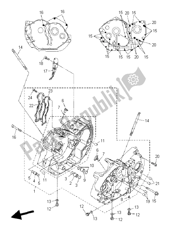 Tutte le parti per il Carter del Yamaha XVS 1300A Midnight Star 2008