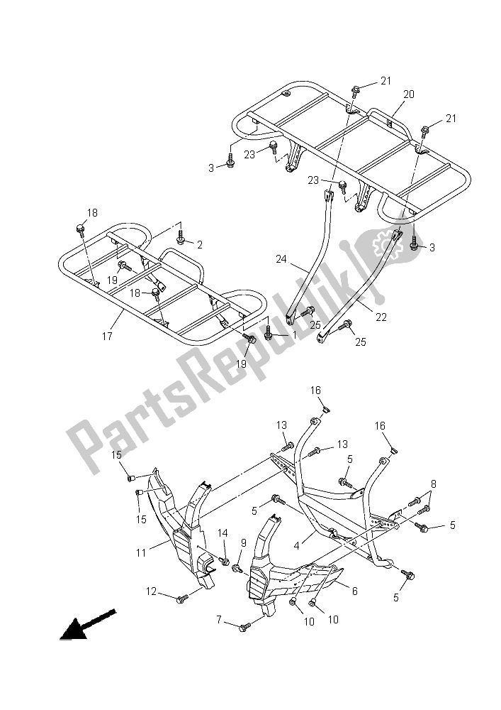 All parts for the Guard of the Yamaha YFM 550 Fwad Grizzly 2015