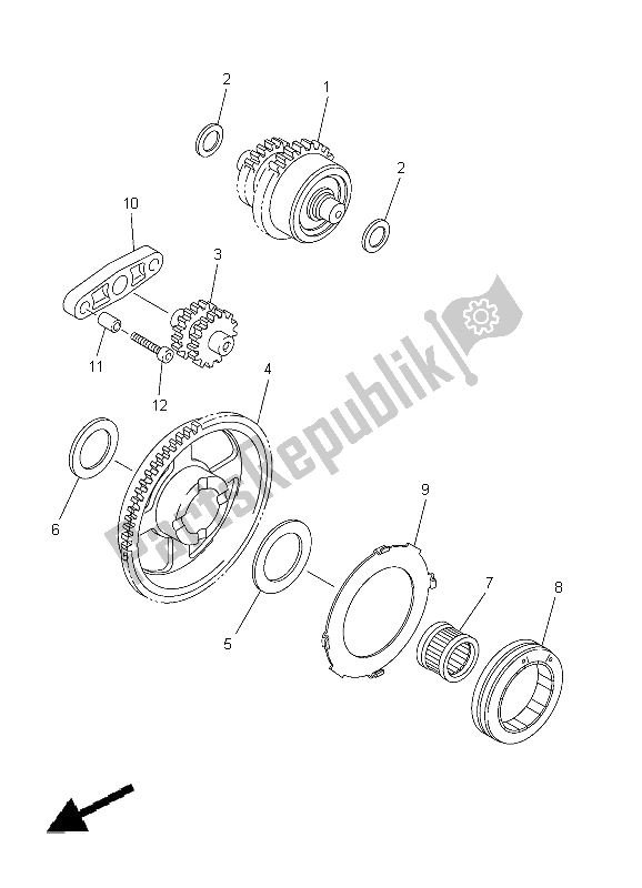 All parts for the Starter Clutch of the Yamaha WR 250F 2012