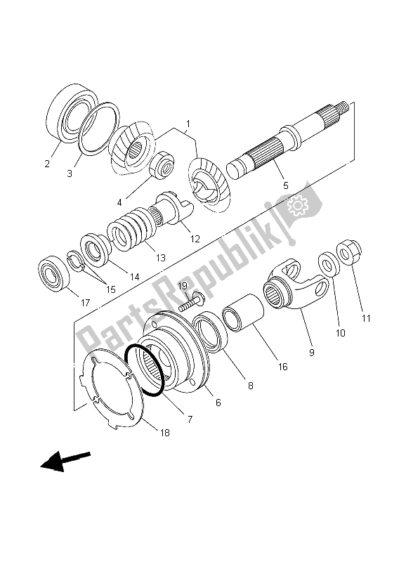 All parts for the Middle Drive Gear of the Yamaha XVS 650A Dragstar Classic 2006