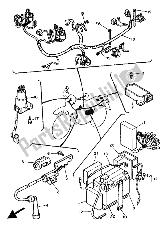 All parts for the Electrical 1 of the Yamaha XT 600K 1993