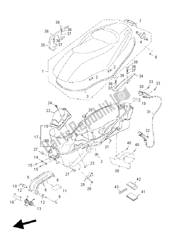 All parts for the Seat of the Yamaha YP 125R X MAX 2011