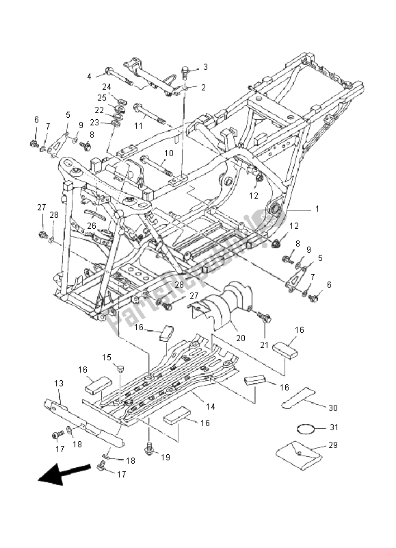 All parts for the Frame of the Yamaha YFM 600F Grizzly 4X4 2000