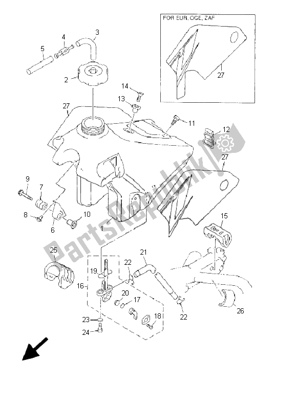 All parts for the Fuel Tank of the Yamaha WR 426F 400F 2001