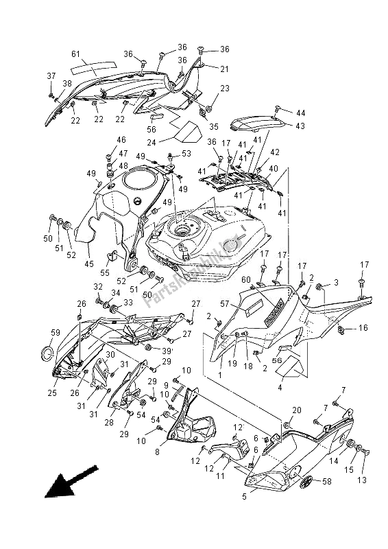 Tutte le parti per il Serbatoio Carburante 2 del Yamaha MT 07A 700 2014