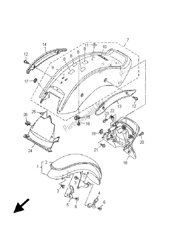 Toutes les pièces pour le Aile du Yamaha XVS 1100 Dragstar 2001