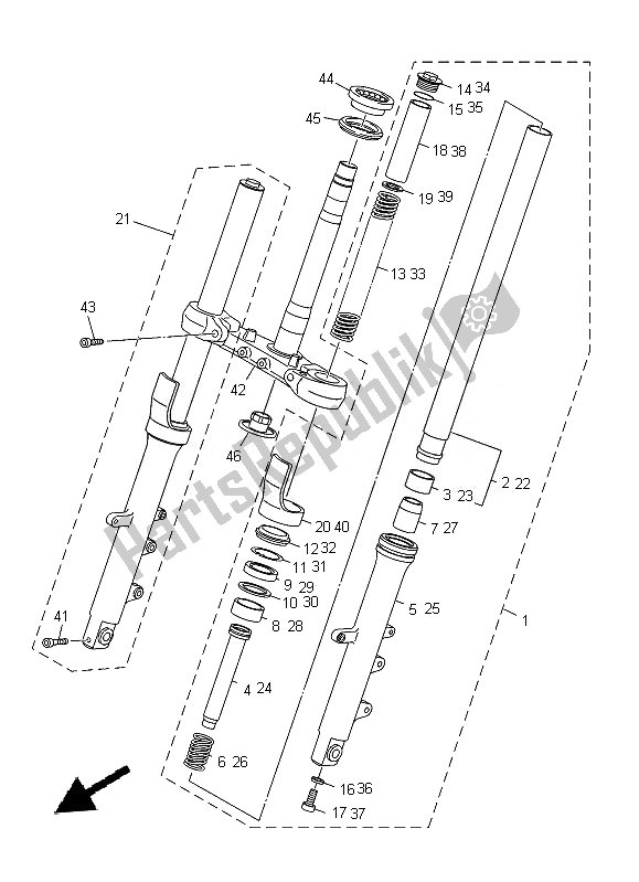 All parts for the Front Fork of the Yamaha XJ 6 FA 600 2014