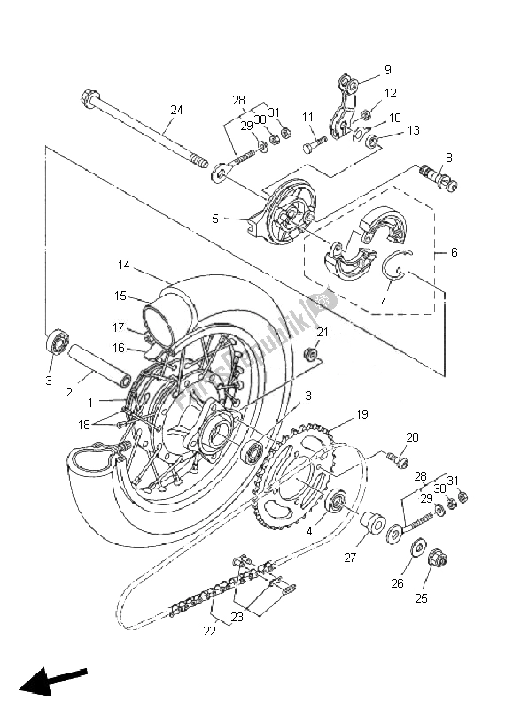 Toutes les pièces pour le Roue Arrière du Yamaha TT R 50E 2010