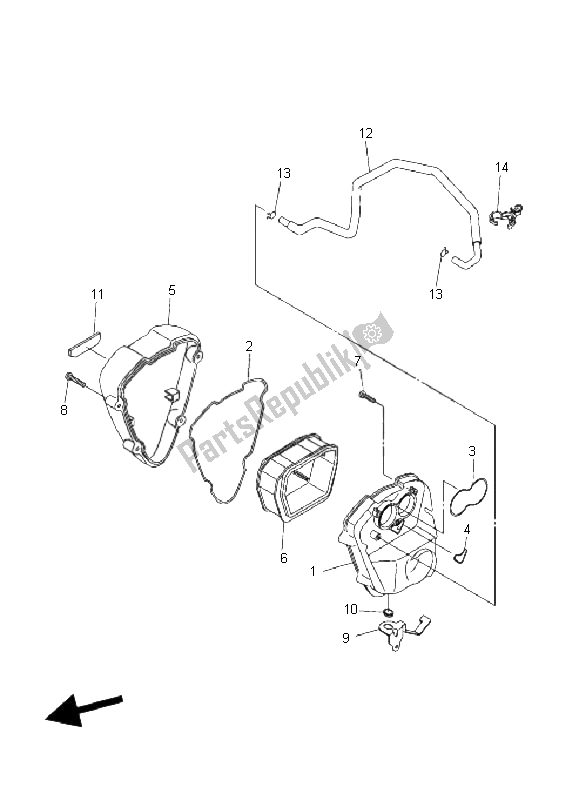 All parts for the Intake 2 of the Yamaha XVS 1300A Midnight Star 2008