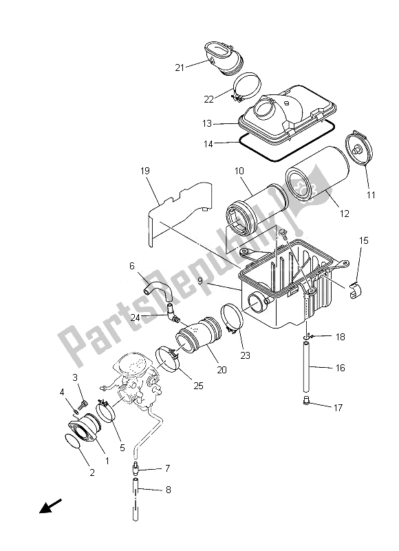 All parts for the Intake of the Yamaha YFM 450 Fgpd Grizzly 4X4 2013