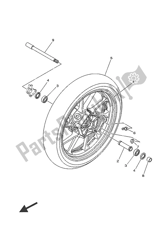 Alle onderdelen voor de Voorwiel van de Yamaha MT 09A 900 2016