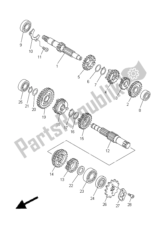 All parts for the Transmission of the Yamaha TT R 125 LW 2000