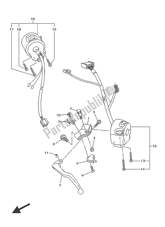 All parts for the Handle Switch & Lever of the Yamaha XJ6F 600 2016