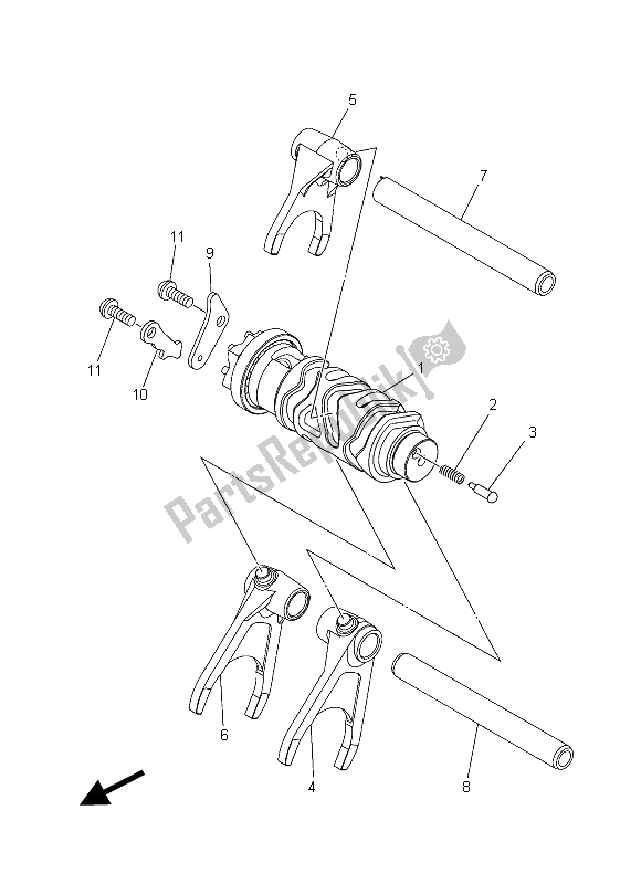 All parts for the Shift Cam & Fork of the Yamaha MT 09 900 2015