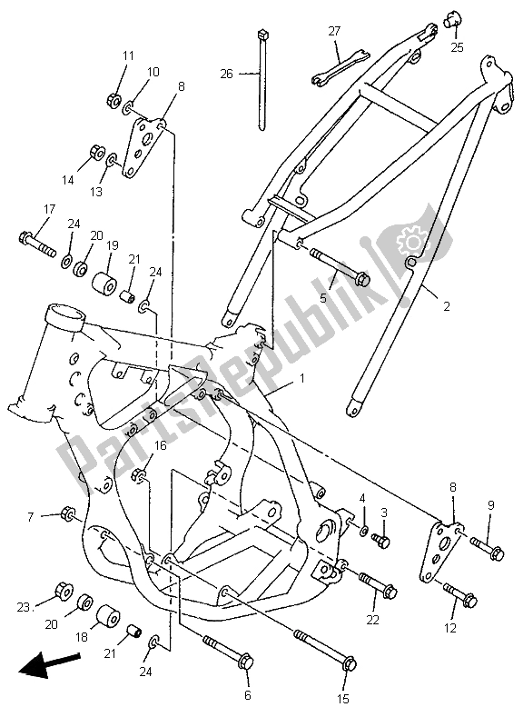 Todas as partes de Quadro, Armação do Yamaha YZ 250 1996