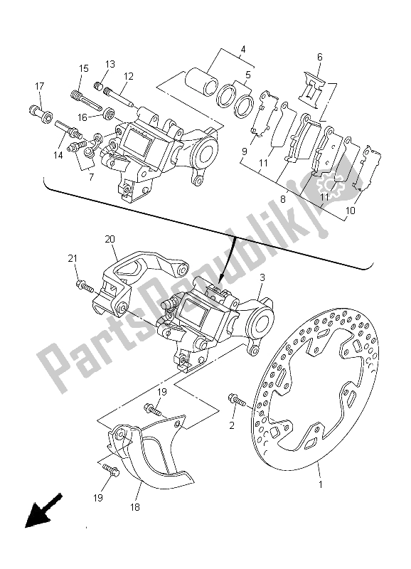 Toutes les pièces pour le étrier De Frein Arrière du Yamaha YZ 250F 2005