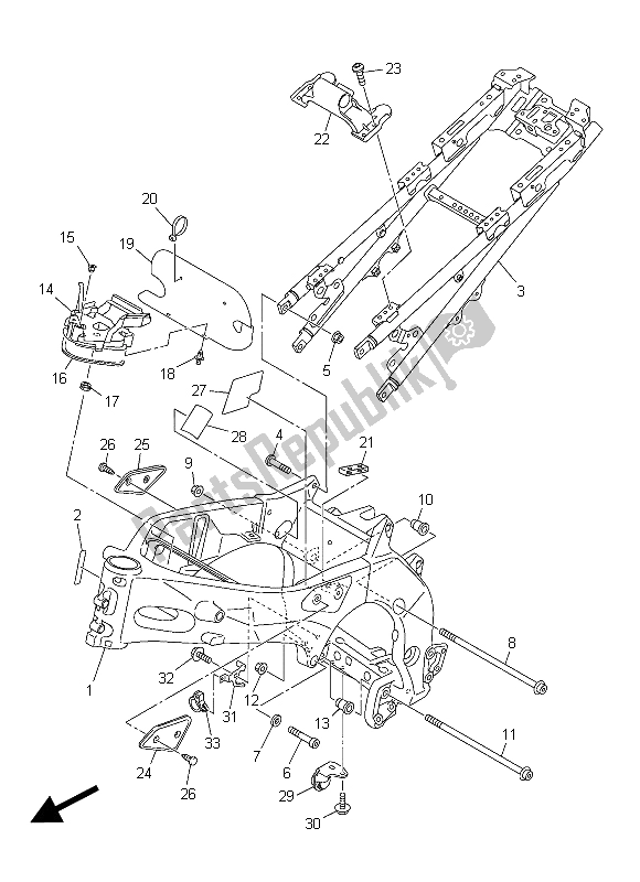 All parts for the Frame of the Yamaha FZ8 SA 800 2015