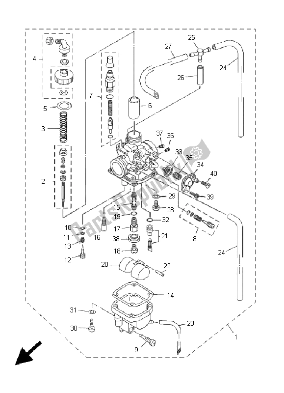 All parts for the Carburetor of the Yamaha TT R 125E SW LW 2005