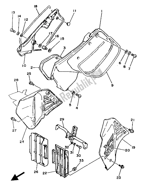 Todas as partes de Tampa Lateral E Tanque De óleo do Yamaha YZ 250 1986