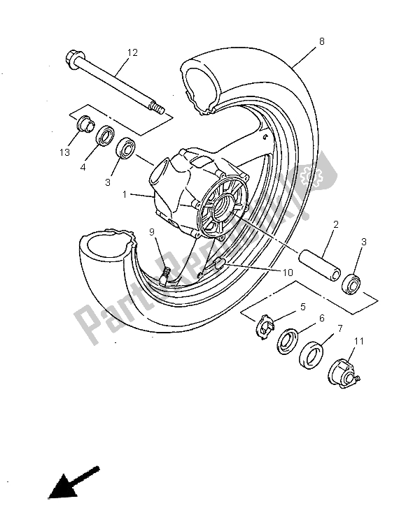 Toutes les pièces pour le Roue Avant du Yamaha XJ 600S 1999