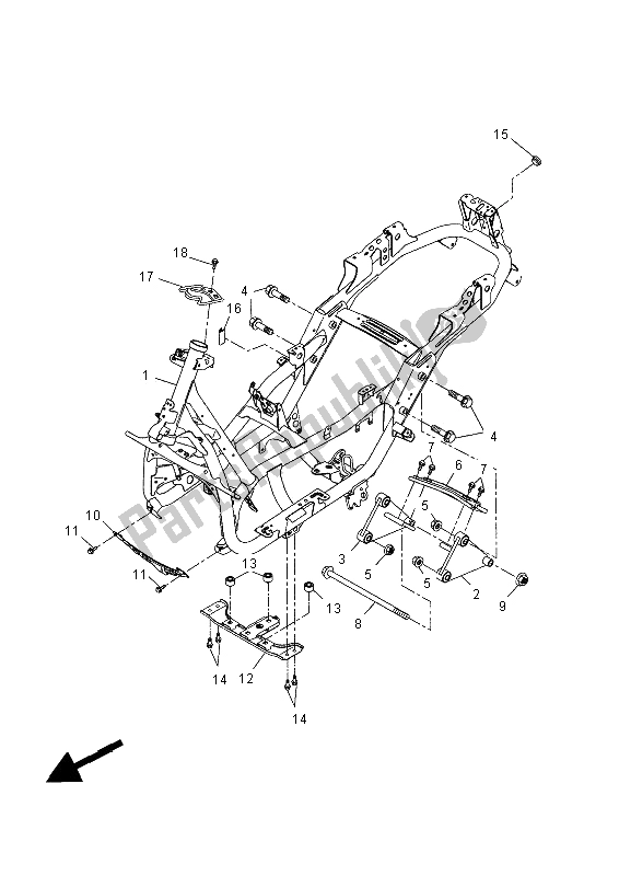 All parts for the Frame of the Yamaha YP 400R 2014