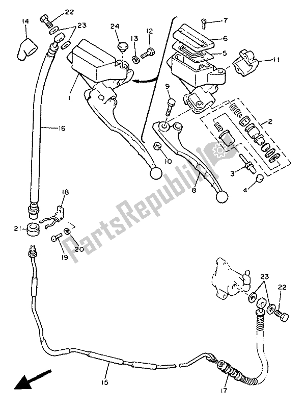 Toutes les pièces pour le Maître-cylindre Avant 2 du Yamaha XVZ 13 TD Venture Royal 1300 1989