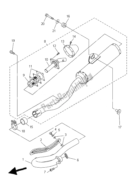 Alle onderdelen voor de Uitlaat van de Yamaha WR 450F 2007