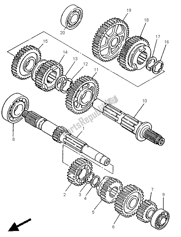 All parts for the Transmission of the Yamaha XV 535 S Virago 1996