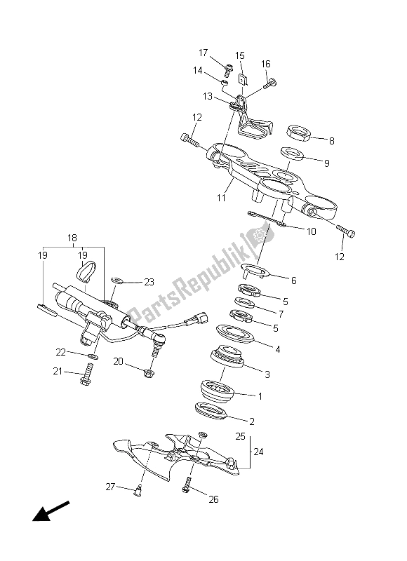 Alle onderdelen voor de Sturen van de Yamaha YZF R1 1000 2015