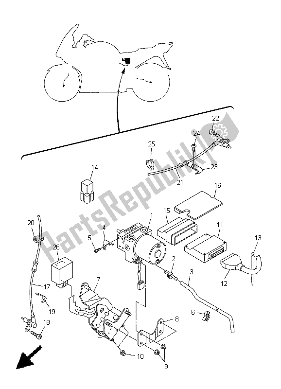 Todas as partes de Elétrica 3 do Yamaha FJR 1300A 2005