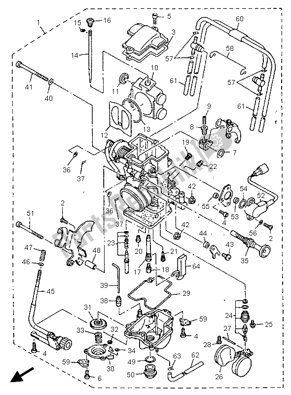 Alle onderdelen voor de Carburator van de Yamaha YZ 400F 1998