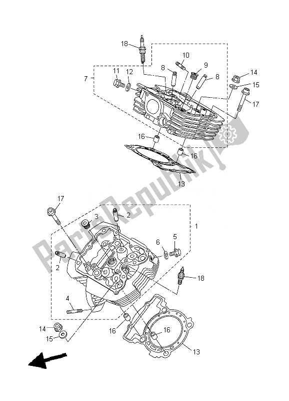 Wszystkie części do G? Owica Cylindra Yamaha XVS 1300A 2007