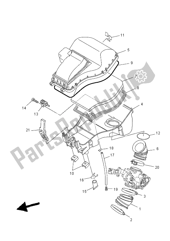 All parts for the Intake of the Yamaha YFM 550 Fwad Dpbse Grizzly 4X4 2014