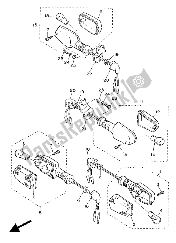 Todas las partes para Luz Intermitente de Yamaha FZ 750 Genesis 1991