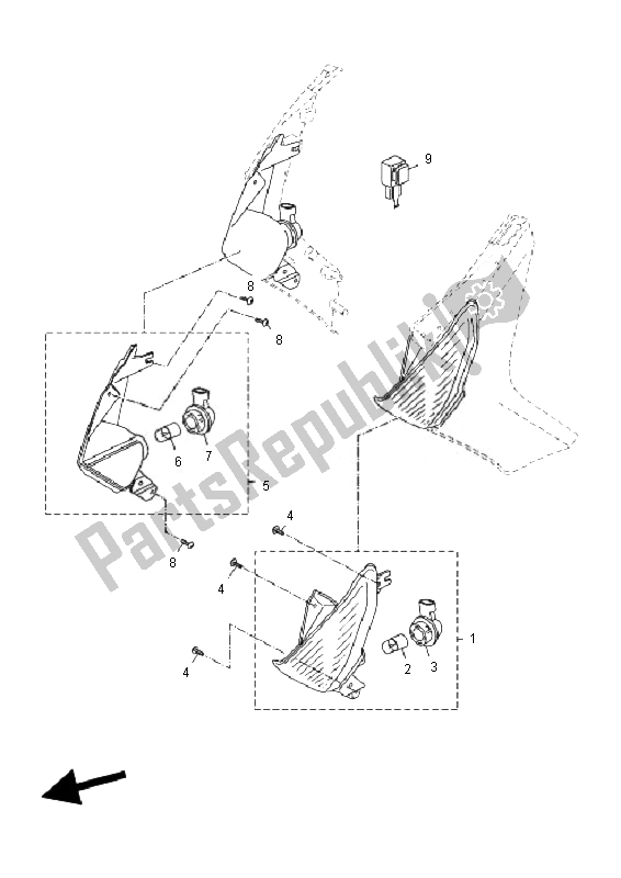 All parts for the Flasher Light of the Yamaha YP 250R X MAX 2010