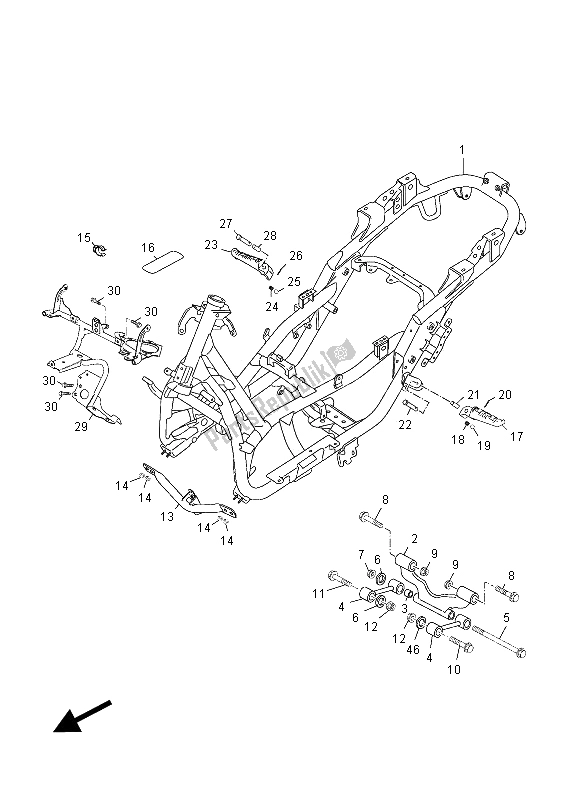 Tutte le parti per il Telaio del Yamaha YP 125R X MAX 2012