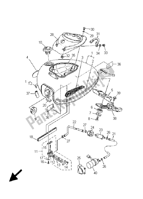 Wszystkie części do Zbiornik Paliwa Yamaha XVS 1100 Dragstar 2001