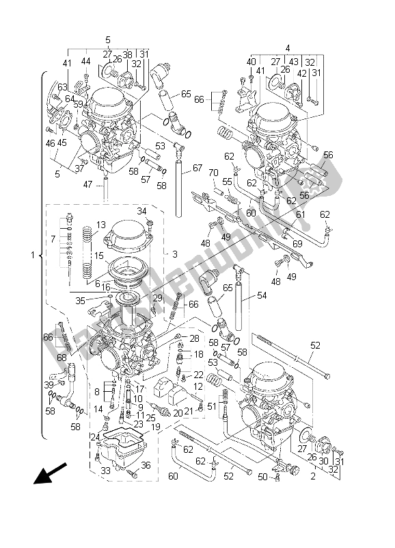 All parts for the Carburetor of the Yamaha FZS 1000 S Fazer 2003