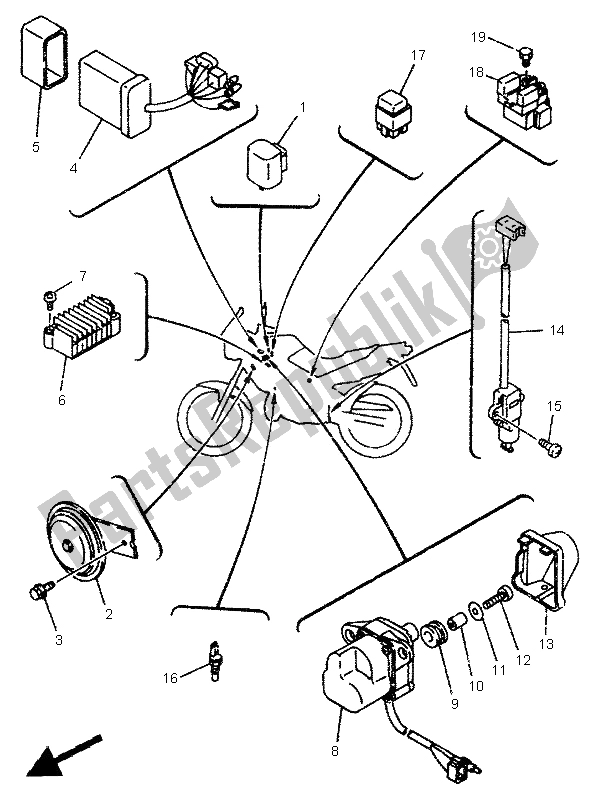 Tutte le parti per il Elettrico 2 del Yamaha TDR 125 1995