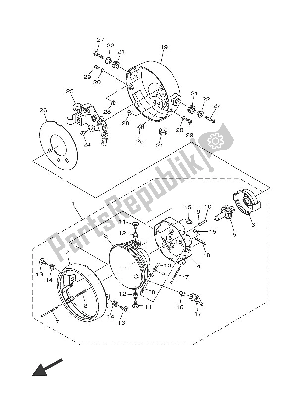 Alle onderdelen voor de Koplamp van de Yamaha XSR 900 2016