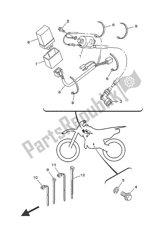 Alle onderdelen voor de Elektrisch 1 van de Yamaha TT R 125 LW 2016