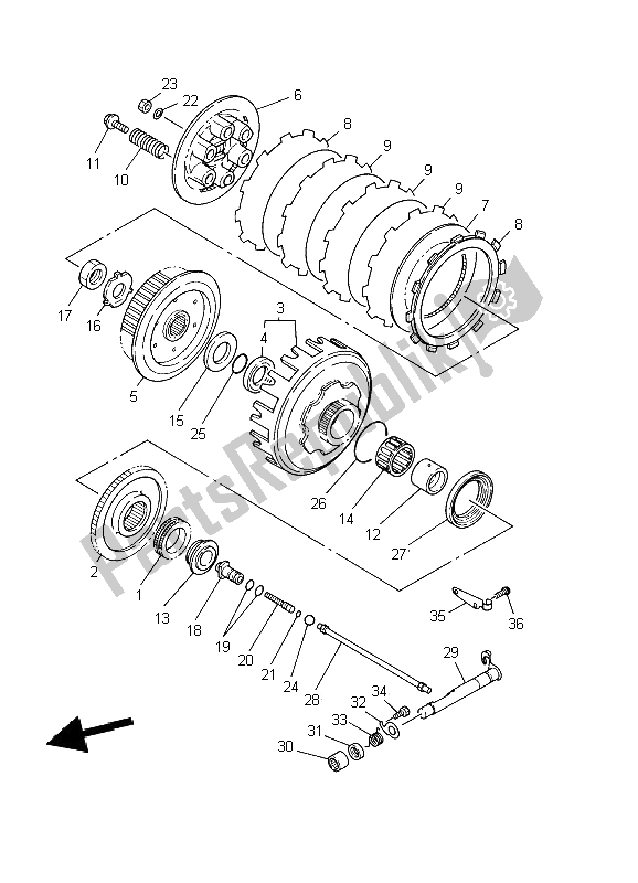 All parts for the Clutch of the Yamaha TZ 250 2002