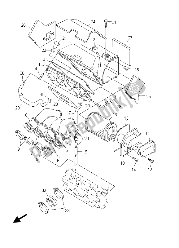 All parts for the Intake of the Yamaha FJR 1300A 2003