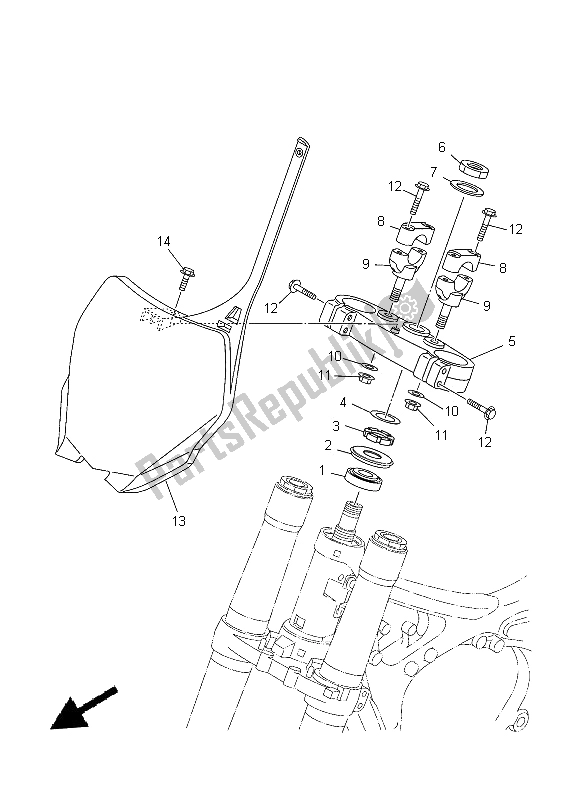 All parts for the Steering of the Yamaha YZ 250 2014