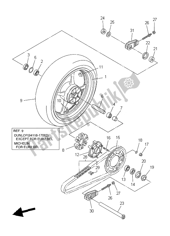 Todas las partes para Rueda Trasera de Yamaha YZF R6 600 2007