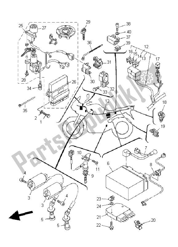 Todas las partes para Eléctrico 1 de Yamaha TDM 900 2010