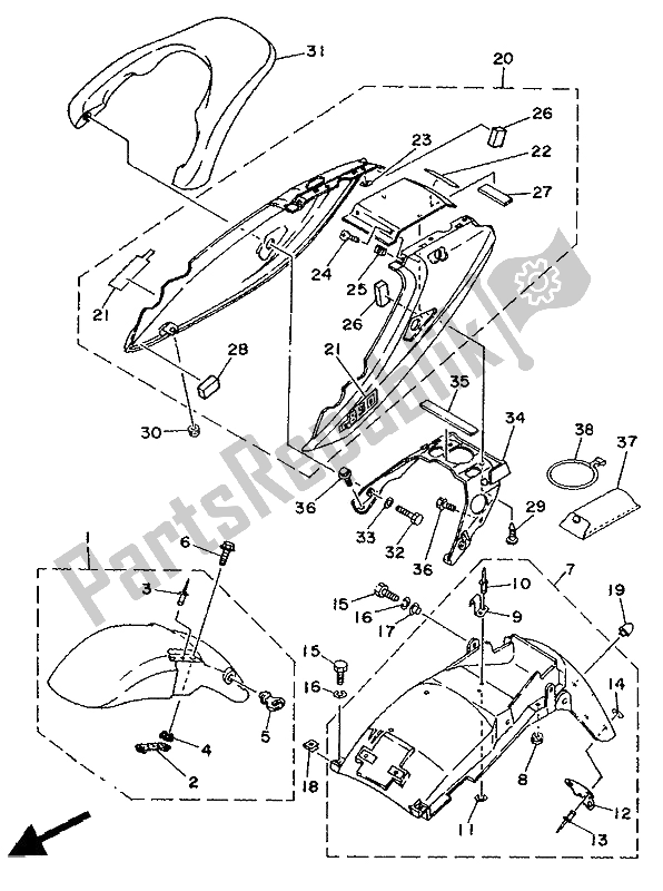 All parts for the Fender of the Yamaha TDM 850 1992