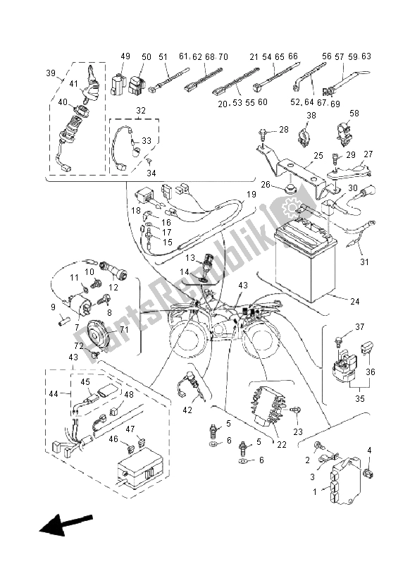 All parts for the Electrical 1 of the Yamaha YFM 350 Grizzly 2X4 2011