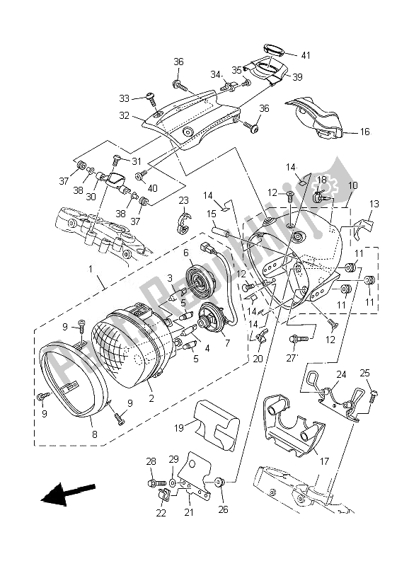 All parts for the Headlight of the Yamaha XV 1900A Midnight Star 2007