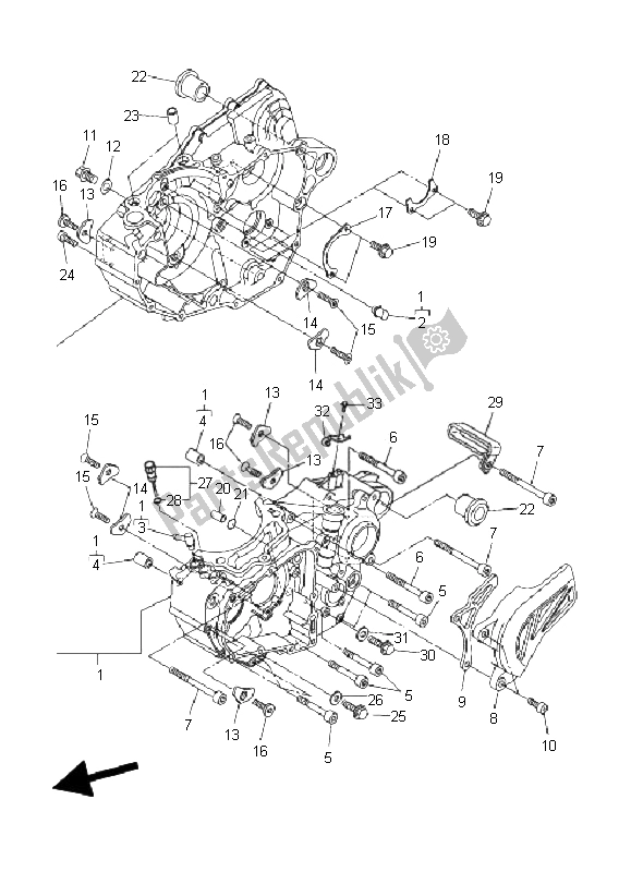 All parts for the Crankcase of the Yamaha WR 450F 2008